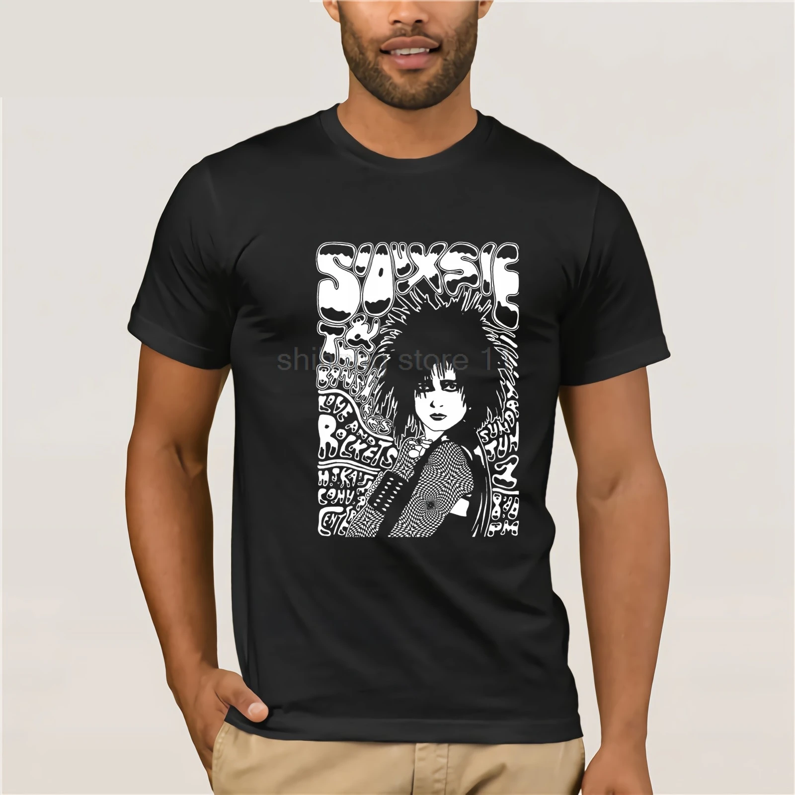 Мужская черная футболка Siouxsie Sioux &amp The Banshees Post Punk Goth Gig Flyer S 5Xl одежда модная Crewneck |