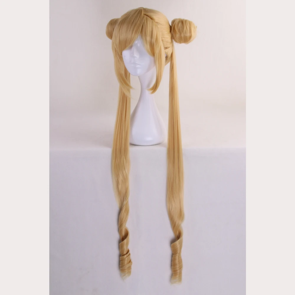 Парик Sailor Moon Tsukino Usagi длинный волнистый блонд двойные хвостики Синтетический