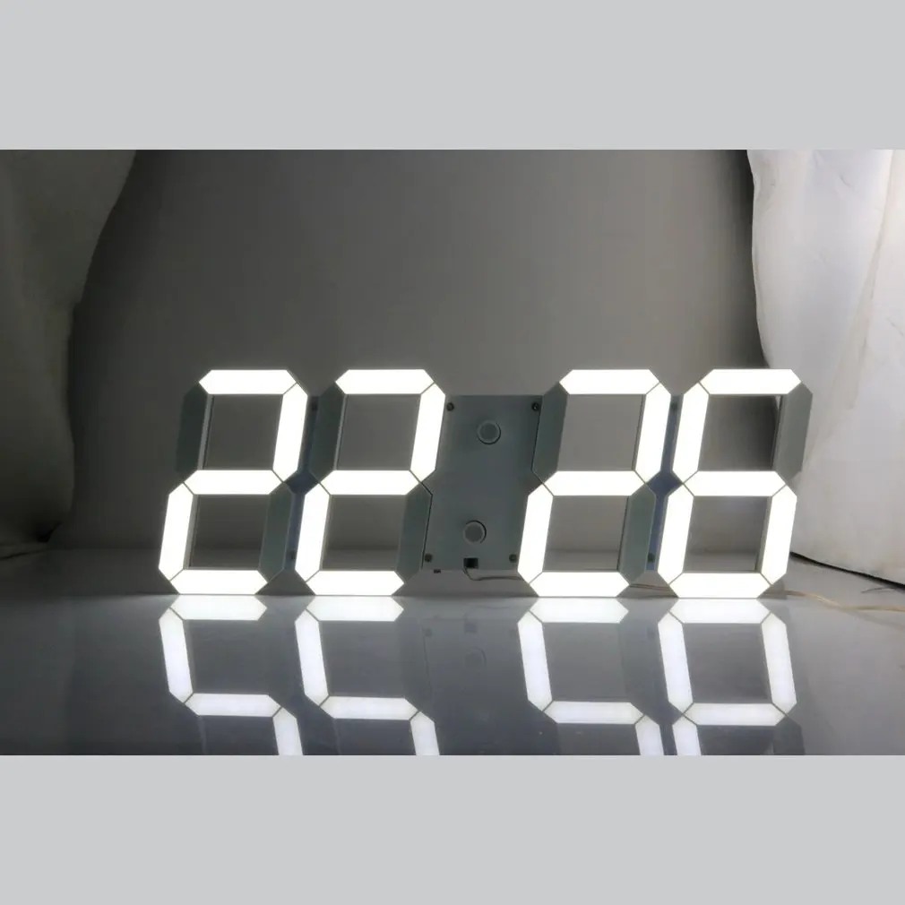 

Modern LED Mirror Alarm Clock Digital Remote Control Wake Up Light Hollow