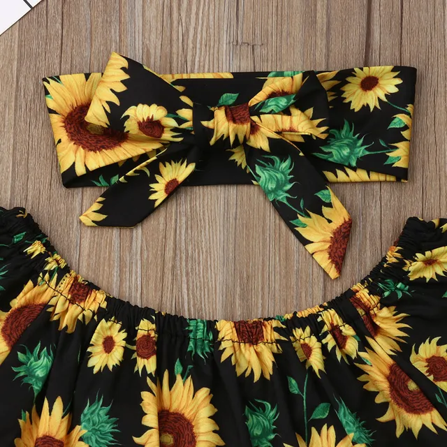girls clothes Toddler Baby Girl Kid Off Shoulder Sunflowers Tops+Denim Pants Outfits Set vetement enfant fille - Image 5