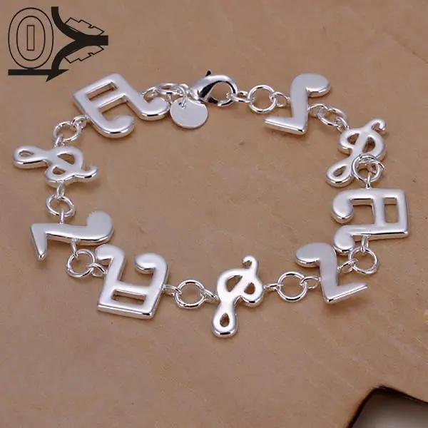 С посеребрением браслет, свадебные ювелирные изделия, аксессуары, модное серебряное кольцо музыка браслет на подарок