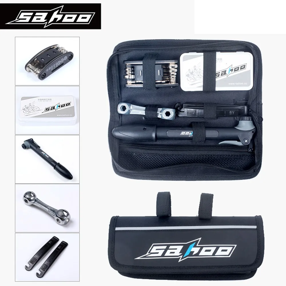 

SAHOO 16 in 1 Multifunction MTB Bicycle Bike Tire Tyre Repair Tools Kit Set Bag