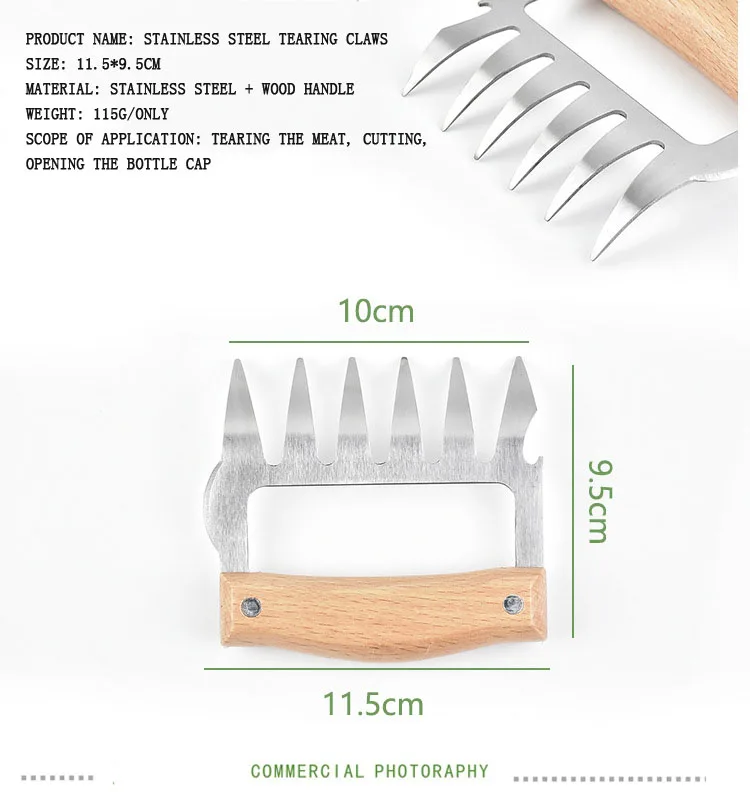 2 шт./компл. Нержавеющая сталь Коготь медведя деревянной ручкой мясо разделить разрывая плоть Многофункциональный Мясо лоскуток свинины зажим барбекю инструмент