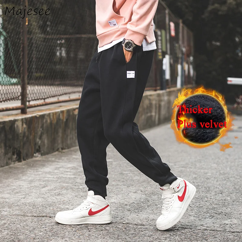 Брюки мужские карманы для отдыха свободные толстые плюс бархатные теплые большие размеры шаровары мужские s японский стиль хип-хоп брюки
