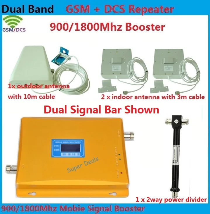 

2G 4G repeater Cell Phone Signal Booster GSM DCS mobile phone signal repeater GSM amplifiers 900MHz 1800MHz + cable + antennas