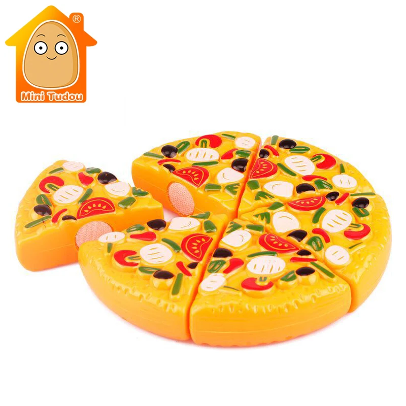 

Minitudou Plastic Miniature Food Cut Vegetables Toy Pizza Kid's Pretend Play Educational Kitchen Toys for Girls and Boys