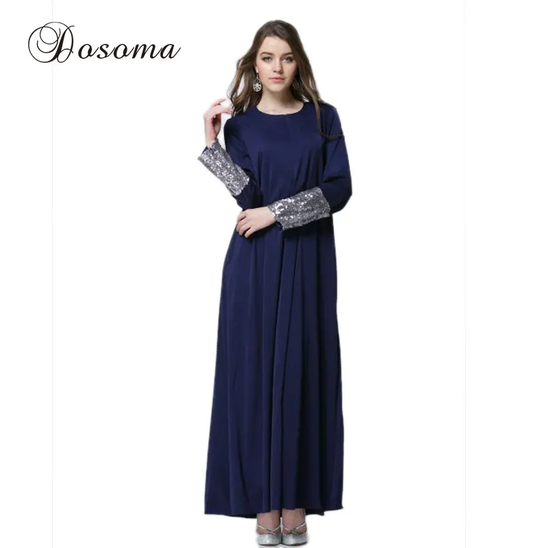 Muslim Abaya Dress Long Sleeve Women Islamic Moroccan 