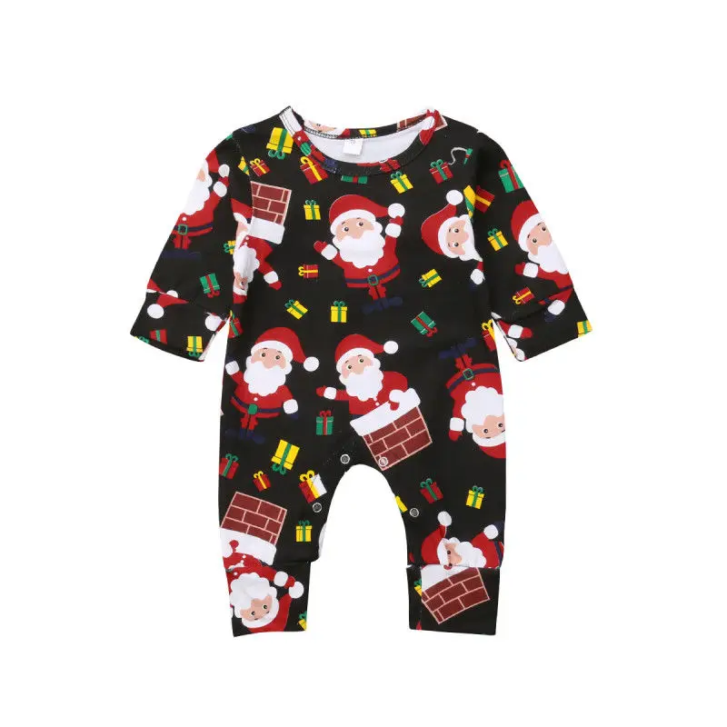 Lovely Christmas Romper Newborn Baby Boy Girl Xmas Santa Claus Romper Long Sleeve Jumpsuit Playsuit Outfit Clothes 0-12M
