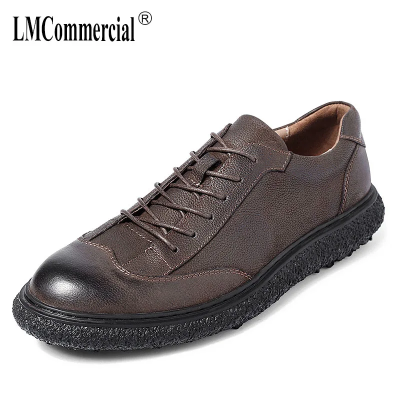 

British High Quality Genuine Leather mens shoes fashion casual shoes men retro lace low-top all-match cowhide Leisure shoes