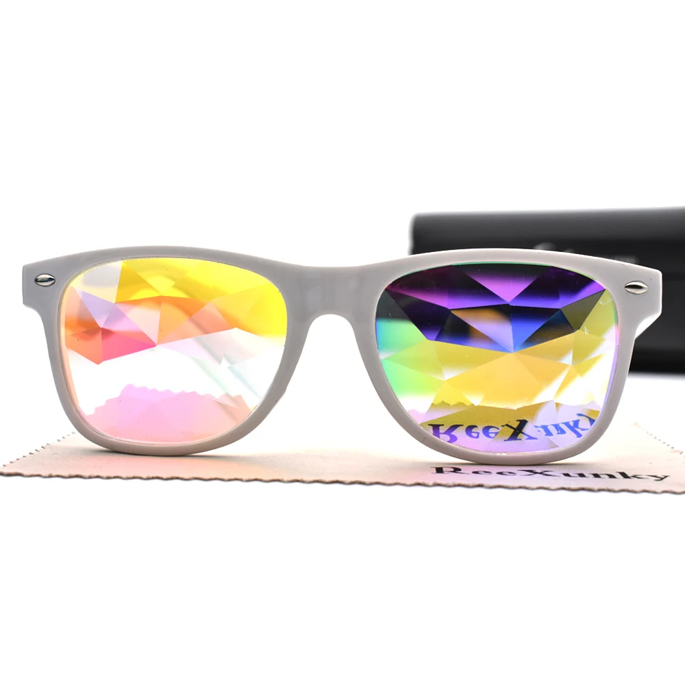 Новые розовые радужные квадратные очки-калейдоскопы для мужчин и женщин EDM легкие дифракционные футуристические солнцезащитные очки рейверская праздничная