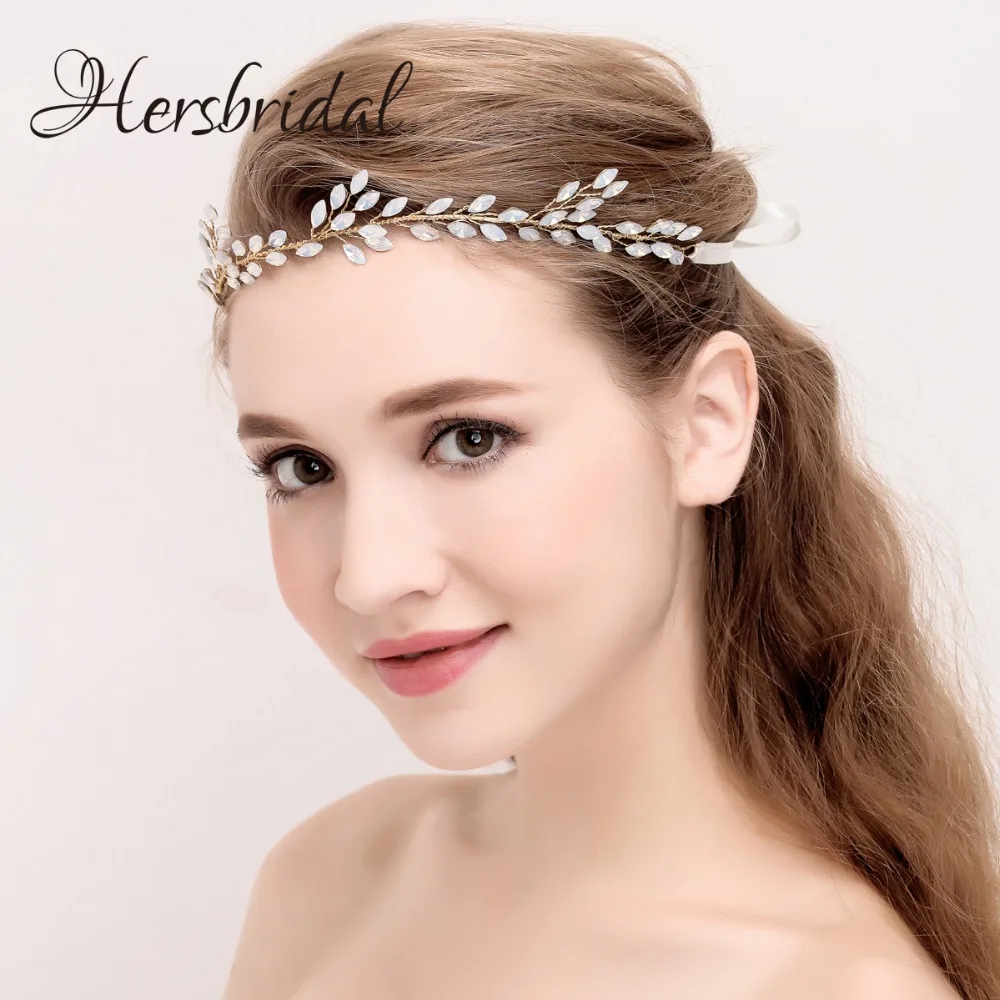 Czech Stone Hair Vine Bridal Headband Vintage Gold Wedding Headpiece Bohemian Style Halo For Brides New Style (9)