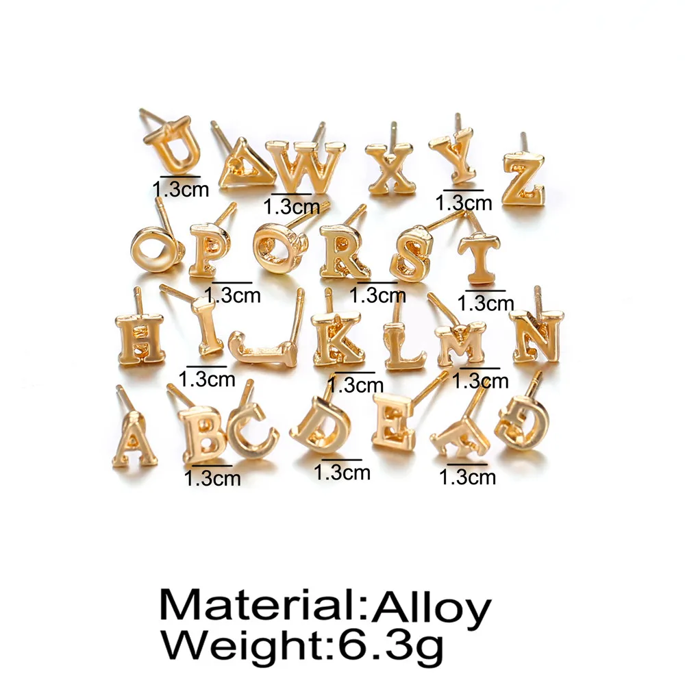 Модные золотые A-Z Алфавит серьги с буквой набор крошечные серьги с инициалами для женщин девочек pendientes букле D'oreille
