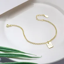 "Удача" Квадратный Кулон стерлингового серебра 925 пробы цепочки и браслеты для женщин корейская мода Шарм браслет в подарок ювелирные изделия