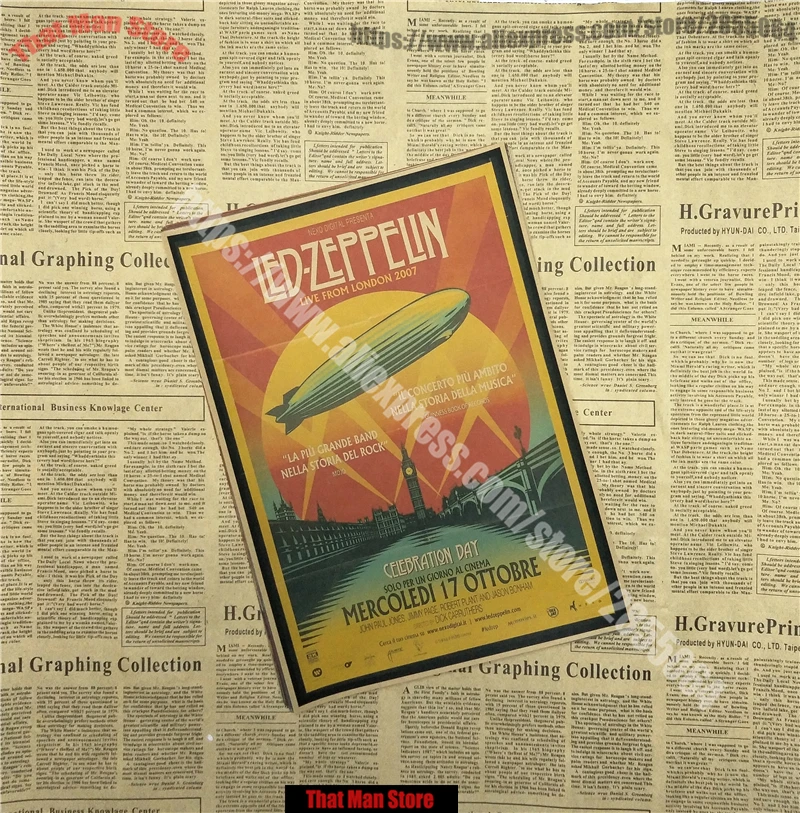 ВИНТАЖНЫЙ ПЛАКАТ Led Zeppelin крафт-бумага ретро-рок постер классический старый группа Ретро плакат 42X30CM