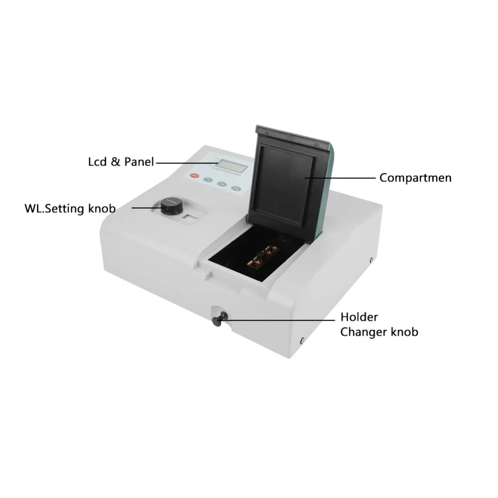 Видимый спектрометр Ультрафиолетовый спектрофотометр луч Цифровой Люксметр светильник инструмент 721 для медицинских и пищевых испытаний США/ЕС