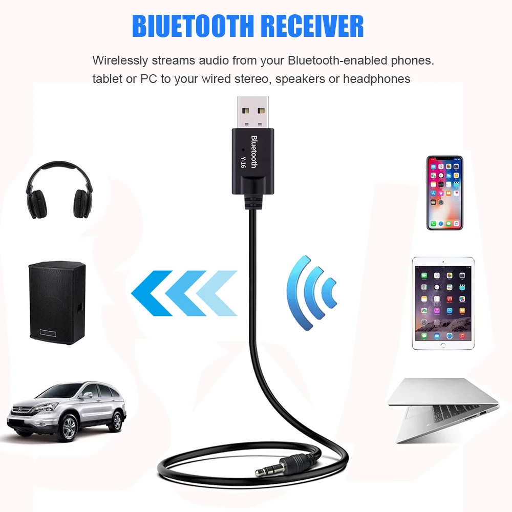 JINSERTA Bluetooth V4.2 адаптеры приемника автомобильный комплект свободные руки 3,5 мм разъем AUX аудио ключ для ПК гарнитура авто динамик