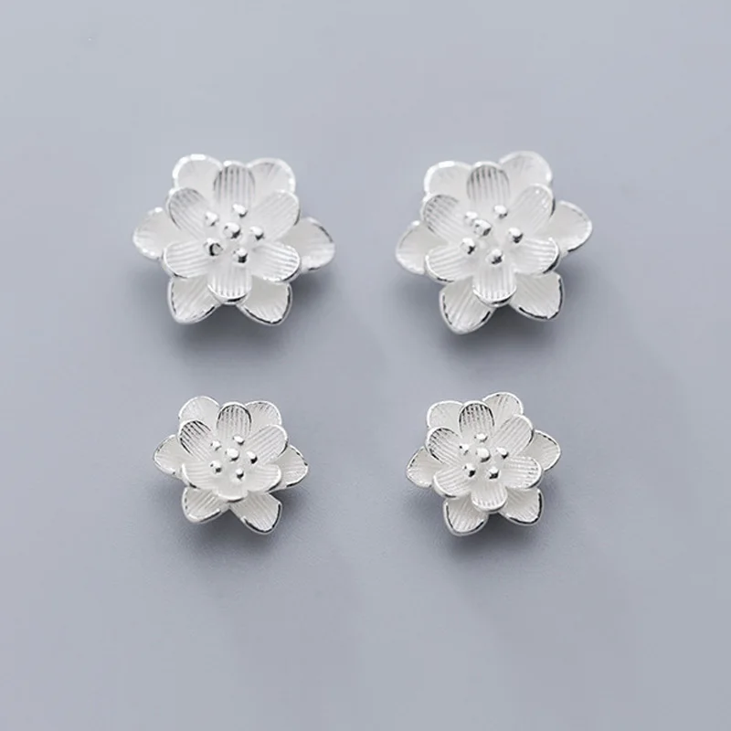 

925 Sterling Silver Stereo Flower Charm Beads 13mm 19mm Decoration Ornament Spacer Beads DIY Jewelry Components For Bracelets