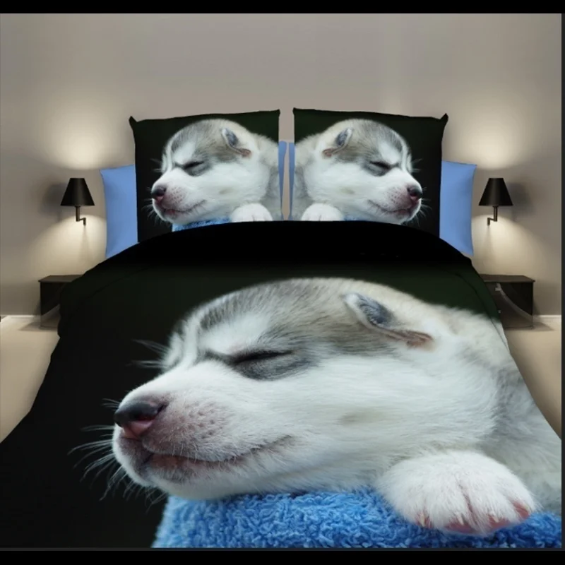 3d собаки с принтом «Корона», «/Квин-сайз/один Размер 3/4 шт. Комплект постельного белья: пододеяльник, простынь, наволочки для подушек, постельное белье из хлопка