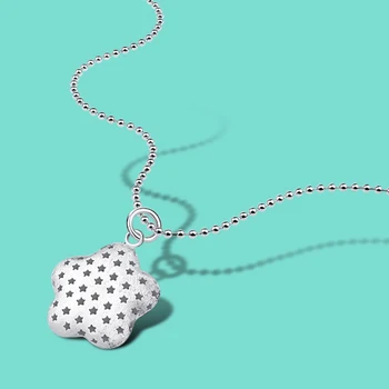 

Sweet romantic style 925 sterling silver necklace flower pendant design solid silver bead chain multi-size selection girl bijoux