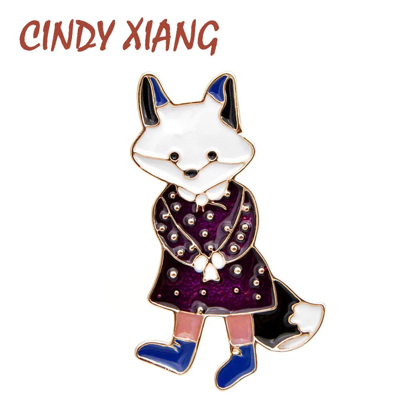 

CINDY XIANG Enamel Lady Fox Brooches For Women Cute Cartoon Animal Pin T-shirt Bag Badges Fashion Jewelry Kids Good Gift Brooch