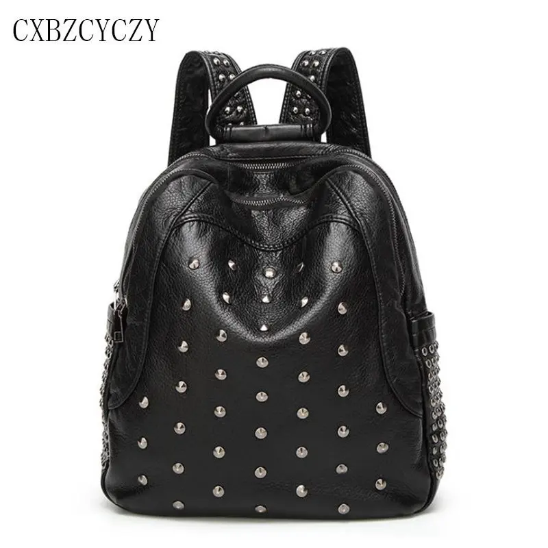2017 Genuine Leather Women Backpack Soft Skin School Bags For Teenagers Girls Female Travel Back Pack