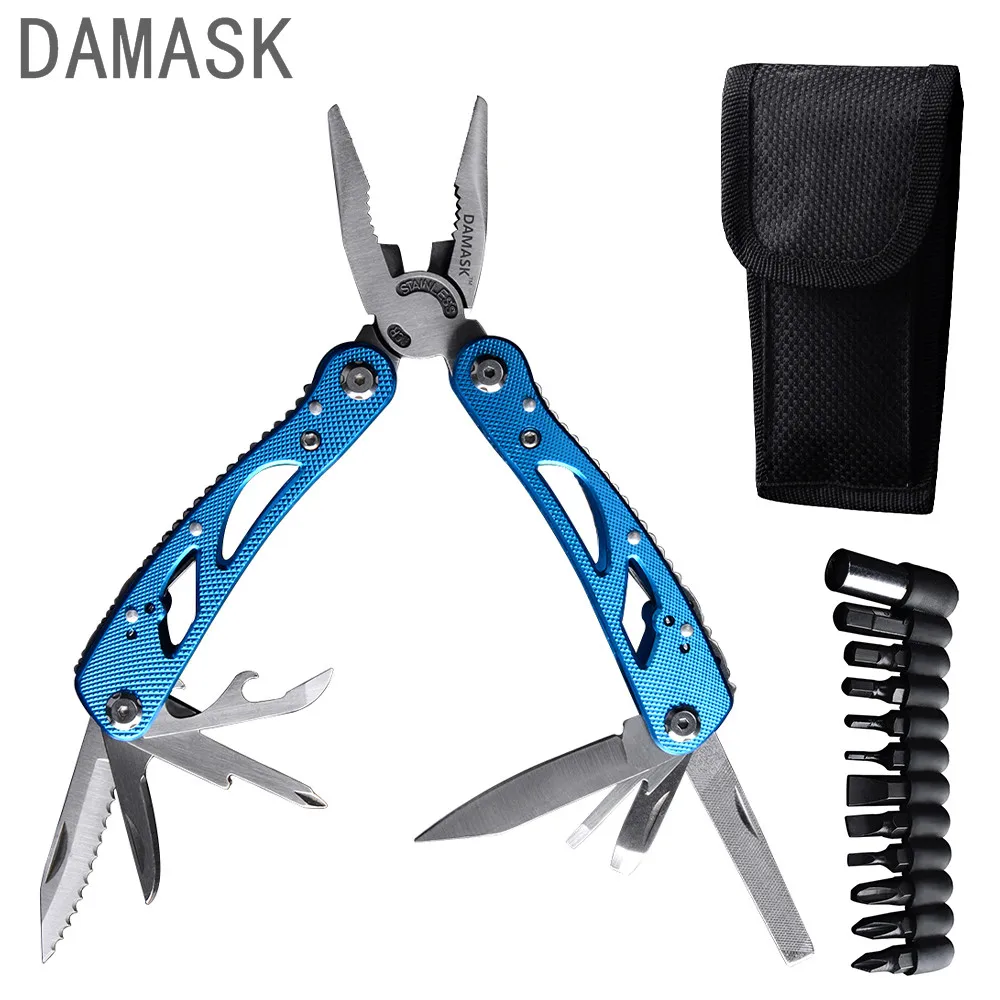 

Damask High Quality Utility Folding Plier Multifunctional Outdoor Survival Tools Portable Electrician Pliers With Screwdriver