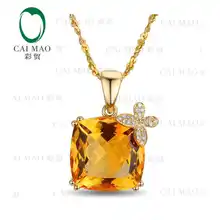 CaiMao 18KT/750 желтое золото 19,83 ct натуральный IF цитрин& 0,11 ct полный разрез Алмазный обручение украшение-подвеска с драгоценными камнями