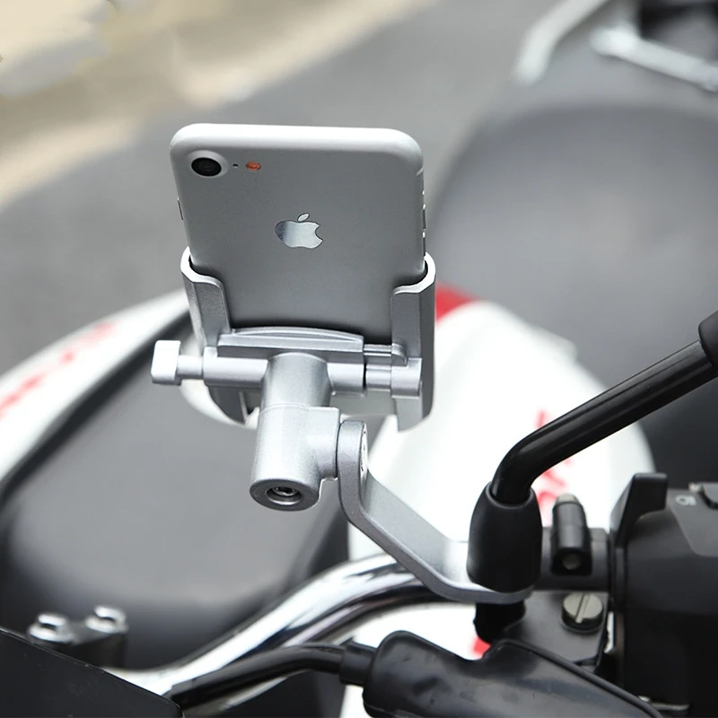 Aluminum Alloy Cycling Stand Bracket Adjustable Bike Bicycle Handlebar Phone Mount Motorcycle Rear View Mirror Phone