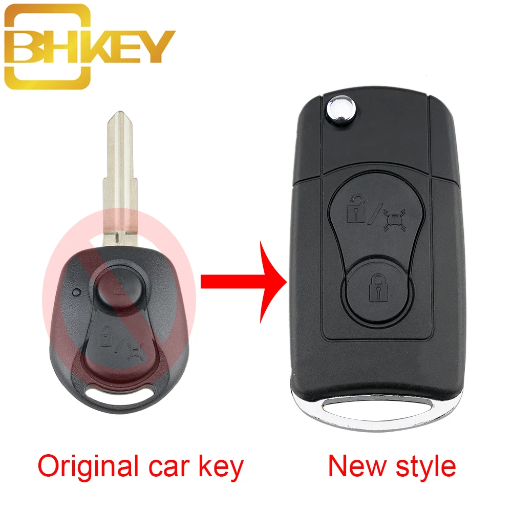 BHKEY 2 кнопочный усовершенствованный Складной флип чехол для SsangYong Actyon Kyron Rexton|Ключ