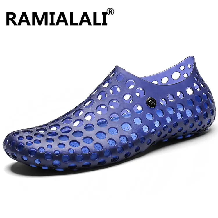 Ramialali/Новинка летние пляжные сандалии мужские прозрачные на полой подошве