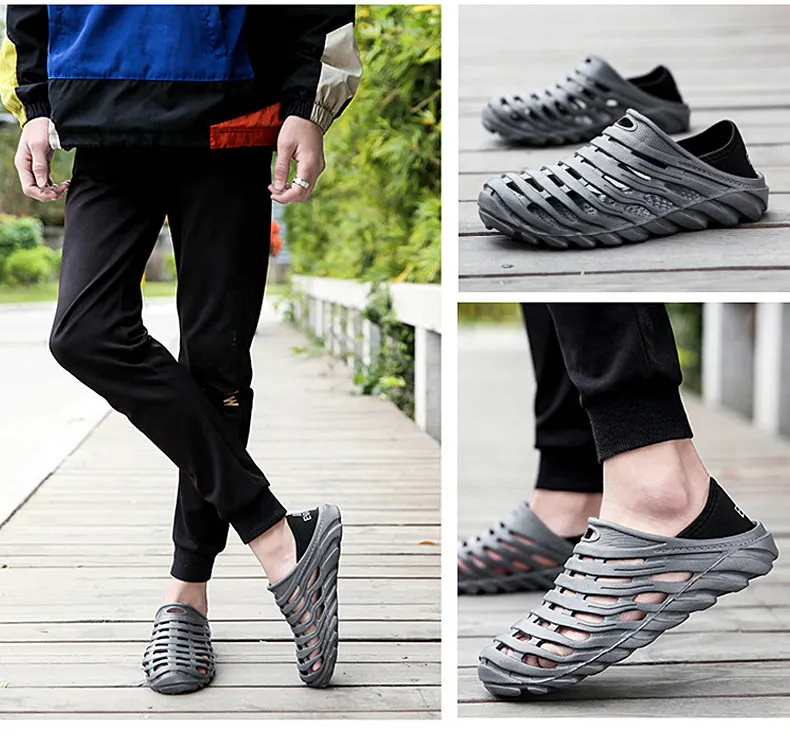 1 (36)Sandals Mesh Shoes Men Breathable Beach Slippers Sport Water Socks Hollow Aqua Wading Shoes Chaussure Homme