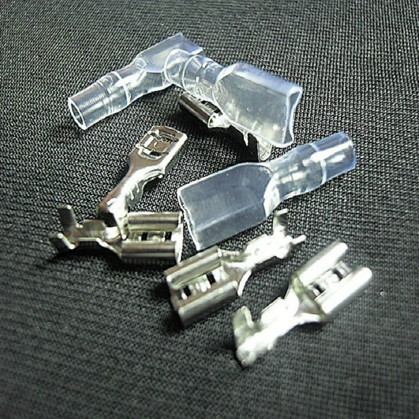 

50Sets(100pcs) Female Spade Connector 4.8mm Crimp Terminal with Insulating Sleeves For Terminals 4.8