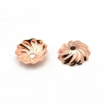 

99pcs Brass Flower Bead Caps Jewelry Findings Rose Gold, 7x2mm, Hole: 1mm