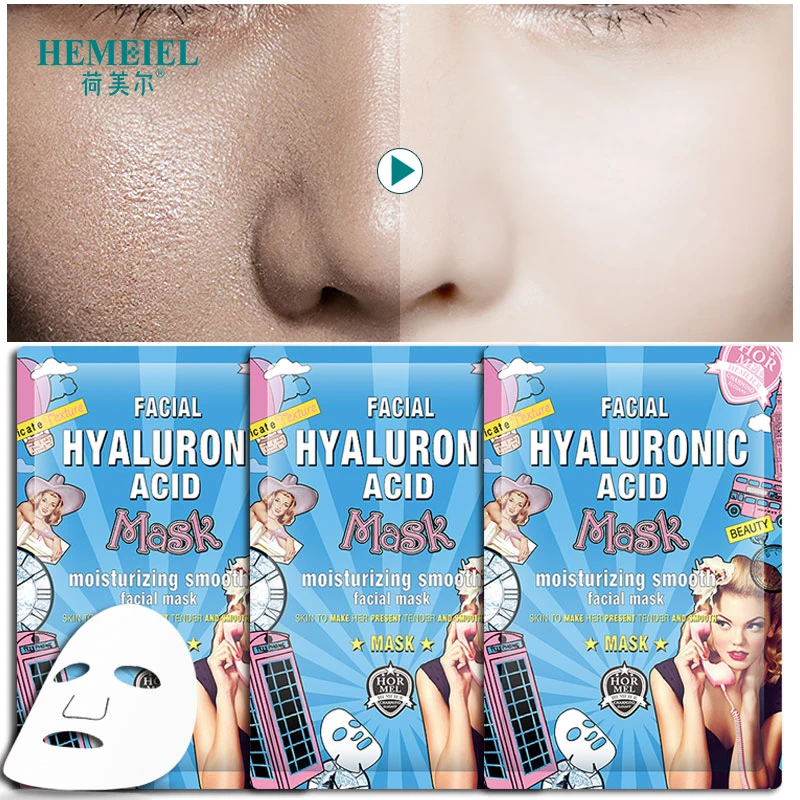 

HEMEIEL Hyaluronic Acid Face Mask Moisturizing Anti Aging Whitening Hydrating Skin Care Korean Cosmetics Facial Sheet Mask Patch