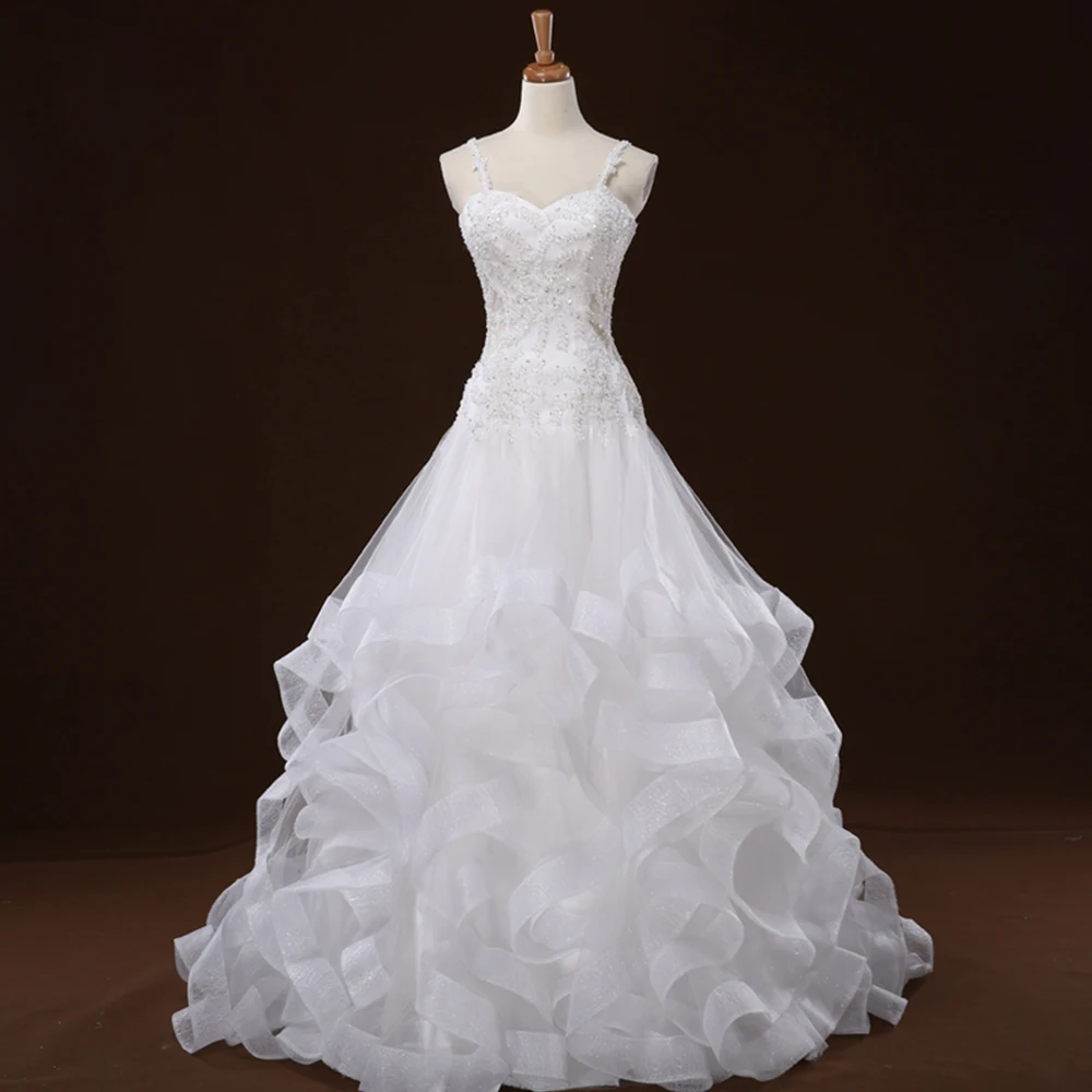 

Robe Mariage Custom Made Appliques Beading Sequins Ruffles Skirt Plus Size Wedding Dress With Petticoat Online Chinese Store