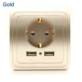 

MiniTiger 5V 2A Dual Wall Socket Socket with USB wall outlet EU Ports Charger 16A 250V kitchen plug socket Electrical Outlet