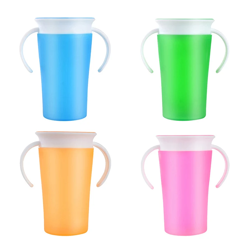 Baby Learning Drinking Cup Safe 360 Degree Water Milk Straw Children Two Holder Leak-proof Learn Drink Training Cup 260ml BB5058 (6)