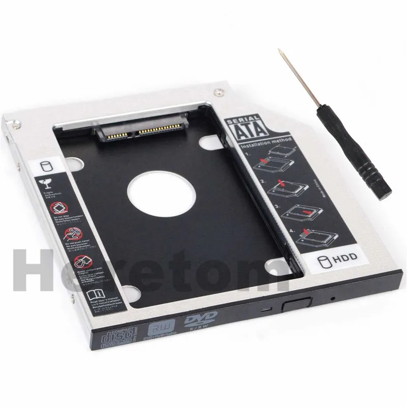 2 шт. Heretom Универсальный алюминиевый SATA к 12 7 мм 2-й HDD SSD Optibay Caddy для ноутбука DVD CD-ROM