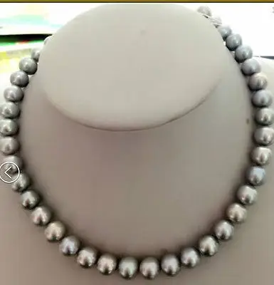 

DD Wholesale FREE SHIPPING > stuning 10-11mm tahitian silver grey pearl necklace 18inch