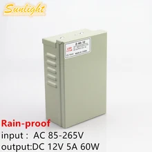 Rainproof Drive power Supply AC 85-265V 110V 220V transformation DC 12V 60W 5A lighting transformer LED strip Voltage converter