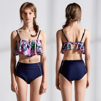 

Women Bikini Swimsuits Swim Wear Bathing Suit African Print Biquini Large Two Piece Neck Swimwear