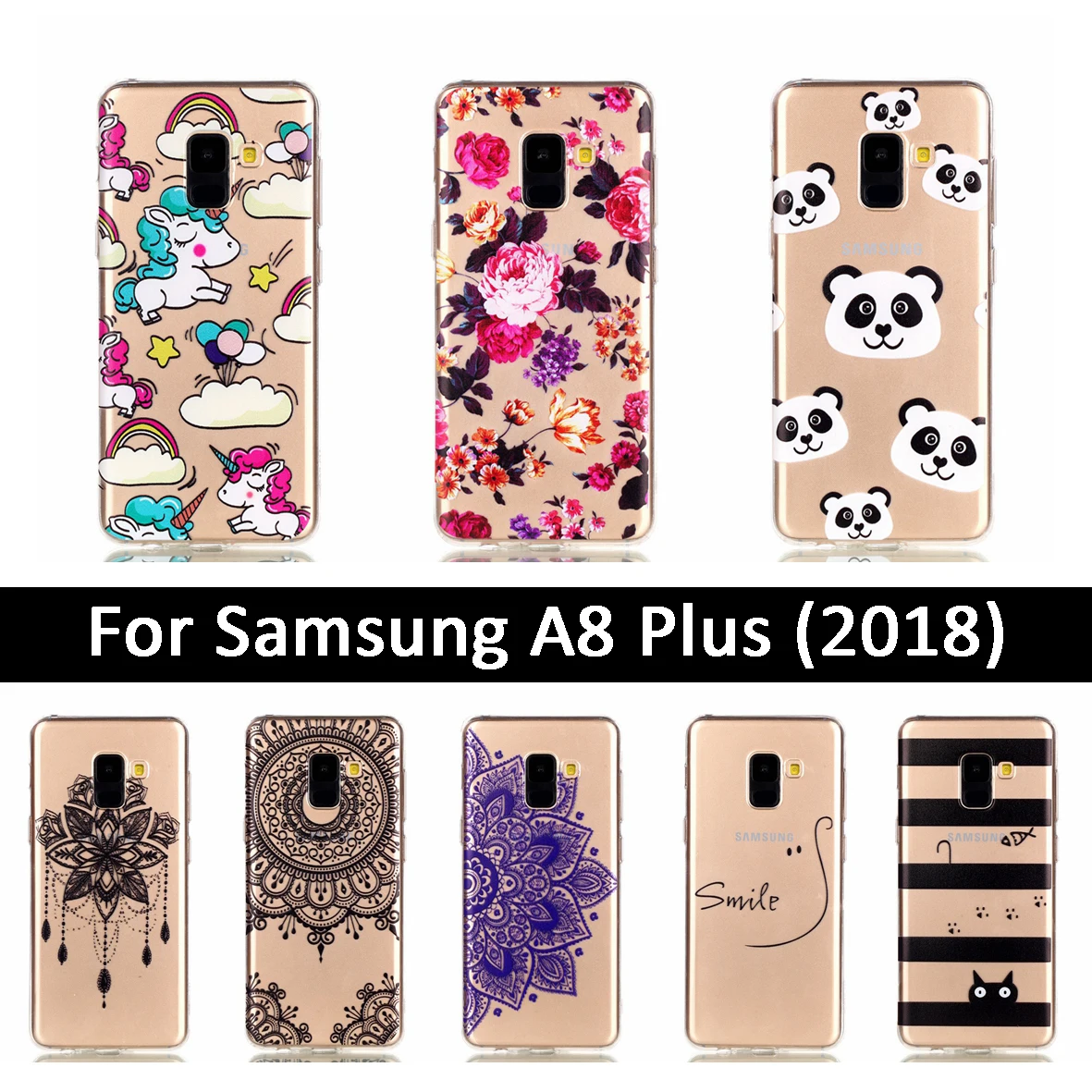 Цветной милый чехол с рисунком для Samsung Galaxy A8 Plus + 2018 A730 A730F мягкий силиконовый из
