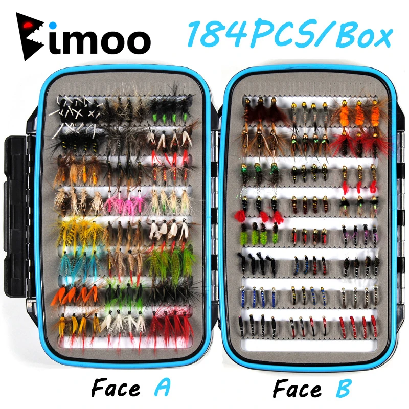 

Promo 184pcs Wet Dry Nymph Fly Fishing Lure Box Set Fly Tying Material Bait Fake Flies for Trout Grayling Panfish Fishing Tackle