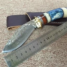Коллекция дамасских охотничьих фиксированных ножей, походный тактический нож, нож для выживания
