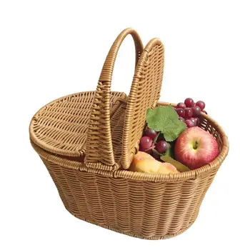 

CHUWUJU Handmade Storage Basket Flower Baskets Wicker Artificial Straw Rattan Green Plant Flower Pots For Home Garden