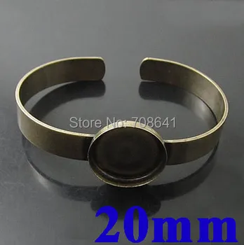 

20mm Antique Bronze Plated Circle Deep Bezel Blank Bases Cuff Cabochons Bracelet Bangle Settings Crafts DIY Making Wholesale