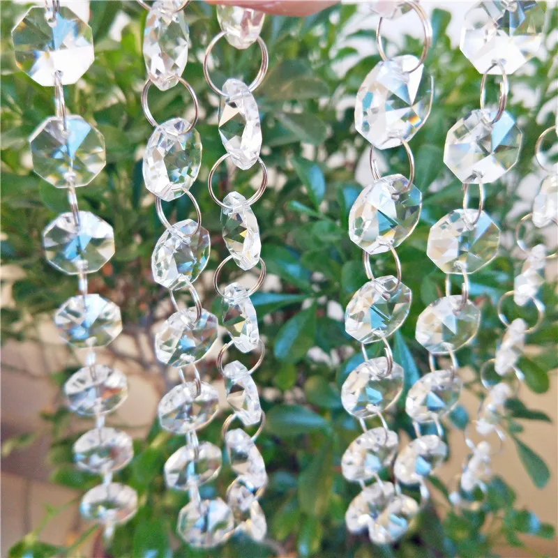 ChinaPost freeshipping 10M/Lot Crystal garland strand 14mm octagon bead chain for Wedding & Christmas party event Decoration