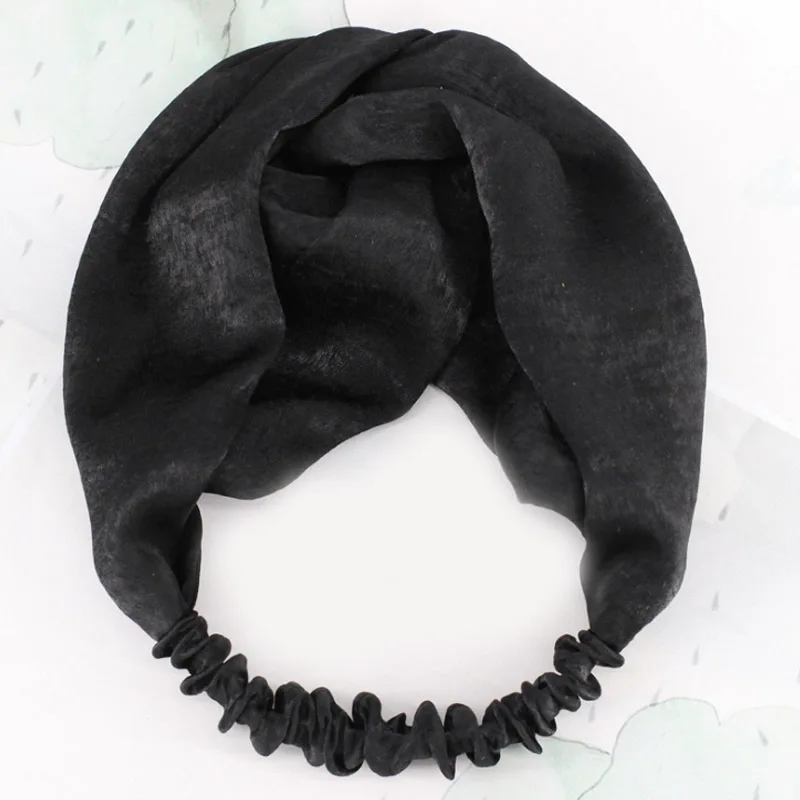 Распродажа, 1 шт., однотонная мягкая завязанная повязка на голову для женщин, женский обруч для волос с бантиком, аксессуары для волос для девочек, головной убор, 2 стиля - Цвет: black 2