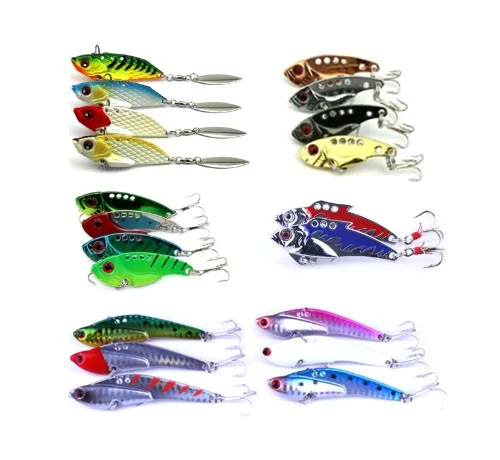 

Hot Set Vibration Fishing Lures Mixed Models Winter Baits Blade Metal VIB Lure Sequins jig Hooks Fishing Wobblers