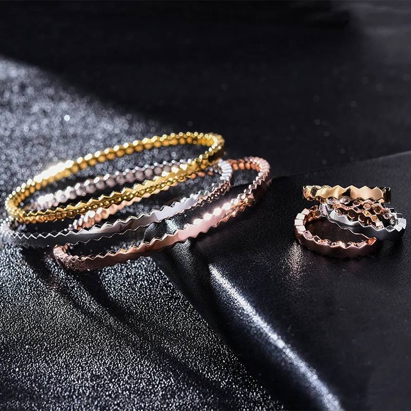 

Jewelry Sets Bangle Bracelet And Ring Sets For Womens Gift Accessoire Femme Classic Design SZ0289 Fashion Stainless Steel Set
